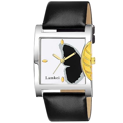 Lamkei Imported Analogue Display Multicolour Dial Black Leather Strap Womens Watch  LMK-003