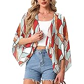 GRECERELLE Women's Summer Lightweight Cardigan Open Front Casual Loose Cropped Kimono Cover Ups