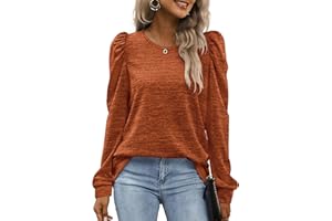 WEESO Crewneck Sweatshirts for Women Fashion Puff Sleeve Sweaters