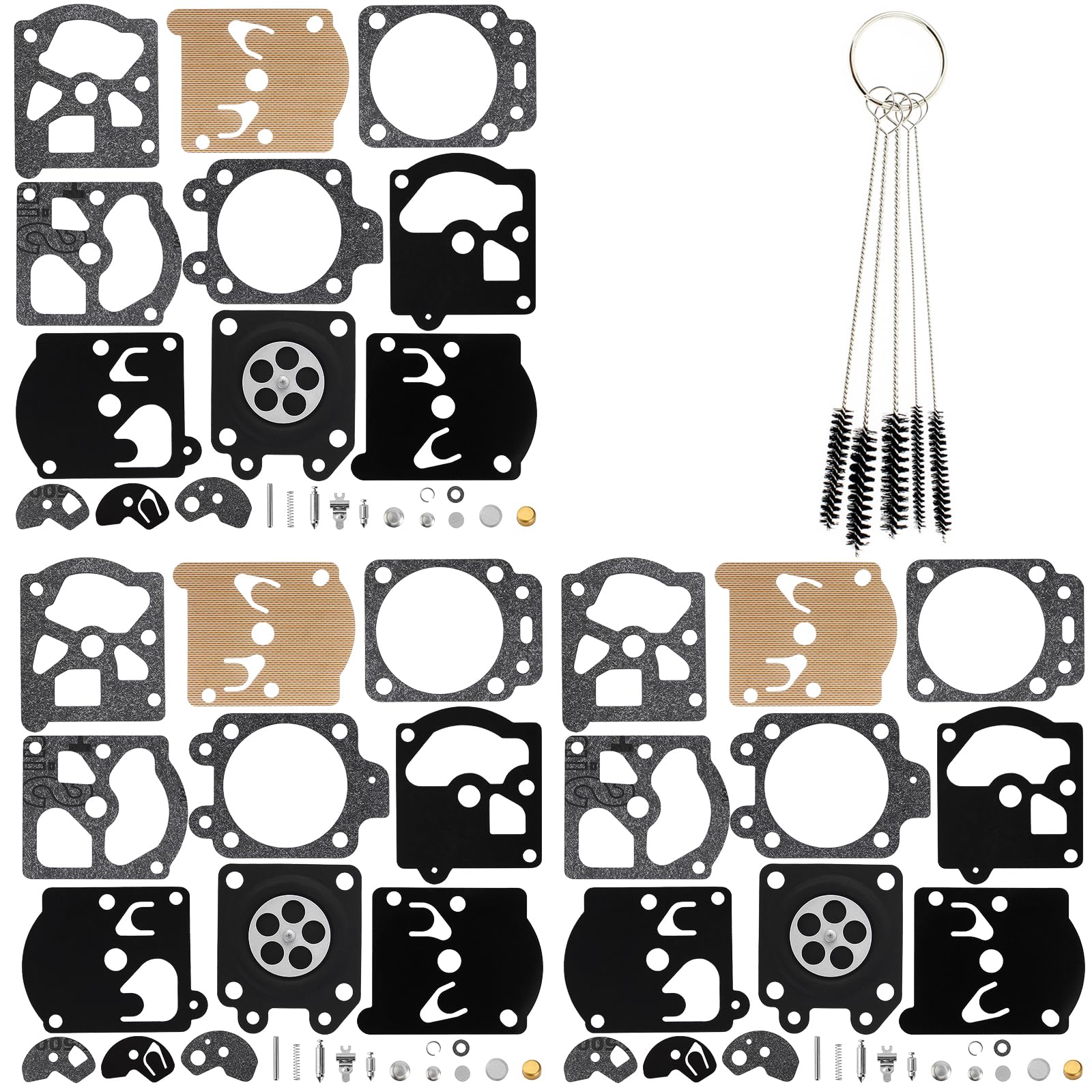 QAZAKY Pack of 3 Carburetor Diaphragm Gasket Rebuild Repair Kit Compatible with K10-WAT WA WT Series 2-Cycle String Trimmer Leaf Blower Chainsaw Poulan Ryobi Ryan IDC Homelite Toro Weedeater Craftsman