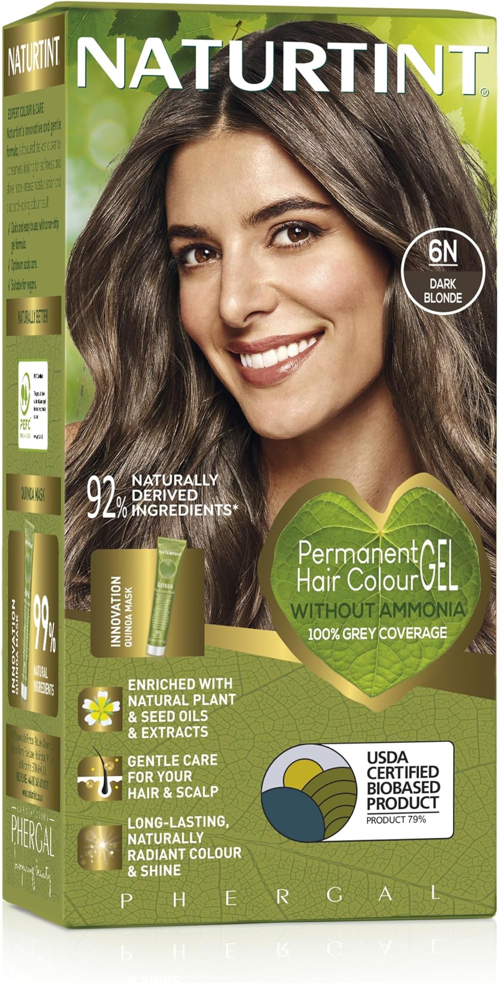 Naturtint 6N Permanent Hair Colour Gel Dark Blonde Ammonia Free 60ml