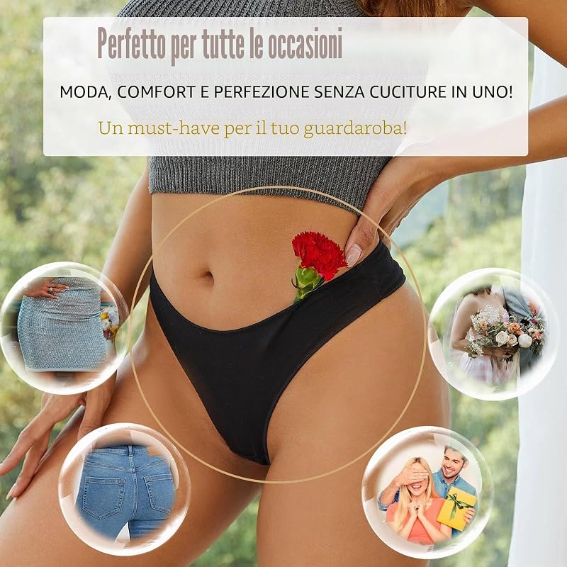 Perizoma Tanga Donna Cotone Mutande Donna Seducente Brasiliana Slip Cotone Traspirante Set Intimo Mutandine a Vita Bassa Thong Multipack da 6 Pezzi — foto 5 di 5