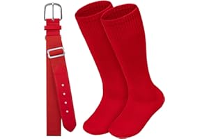 HONGTEYA Youth Baseball Socks and Belt Combo Set,Youth Softball Socks and Adjustable Baseball Belt for Boys Girls