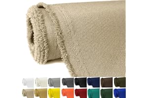 GeeComfy Waterproof Canvas Fabric by The Yard 58" W 600D Upholstery Polyester Material Indoor Outdoor Water Resistant Fabric for Chair Cushion Furniture Cover Sewing DIY Cloth, 1 Yard Khaki