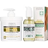 Advanced Clinicals Retinol Body Lotion + Collagen Body Oil 2pc Skincare Set For Women & Men | Fragrance Free Retinol Lotion + Collagen Massage Body Oil To Improve Appearance Of Crepey Skin, 2pc Set