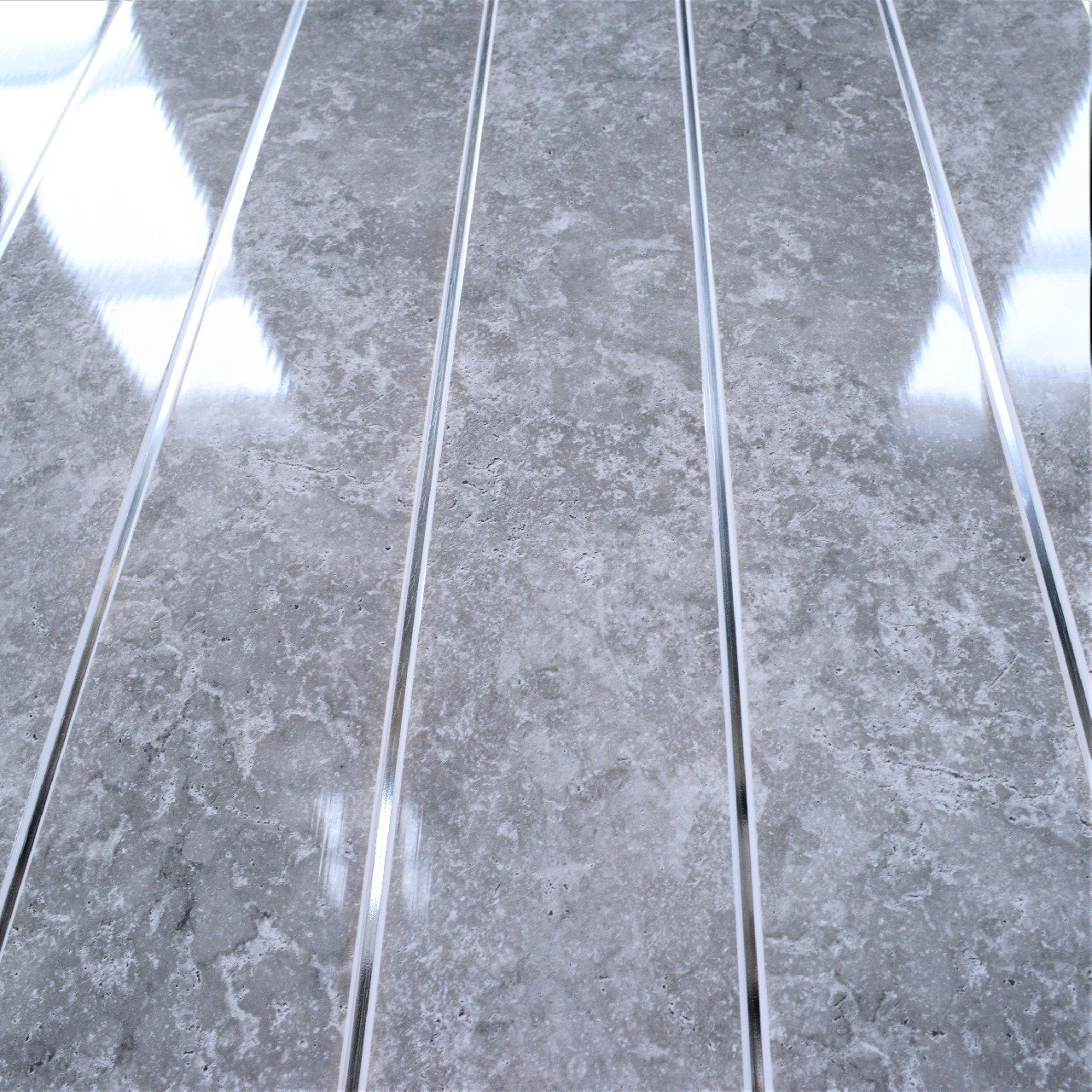 Buy Bathroom Wall Panels Grey Concrete and Silver Cladding