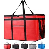 Bodaon Insulated Food Delivery Bag for Pizza Delivery, Grocery Cooler Bag, Food Warmers for Parties, Catering Supplies for Rideshare, Thermal Bags for Cold and Hot Food Carrier (Red, XXX-Large, 1-Pack