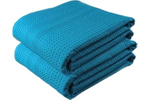 GILDEN TREE Waffle Bath Sheet Large Bath Towels Quick Dry Thin Body Towels, 40x80 Oversized Bath Towels for Adults, 2 Pack Bath Sheet Set, Classic Style (Aqua)