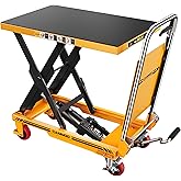 CAMMOO Hydraulic Lift Table Cart, 500lbs Capacity, 28.5" Lifting Height, Single Scissor Lift with Non-Slip Pad & Safety Guard