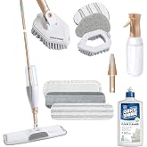 Quick Shine Multi-Action 11 Piece Interchangeable Spray Mop Kit w/Cleaner | Ultimate Gold All-In-One Pro Cleaning System, Lightweight Mop w/ Assorted Microfiber Pads &amp; Triangular Attachmets