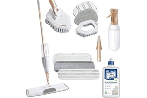 Quick Shine Ultimate Gold Spray Mop Kit | All-in-One 11 Pc Kit w/ Interchangeable Attachments | Floor Cleaner Included | No Batteries Needed | Pro Cleaning System for All Floor Types | 2-in-1 Mop