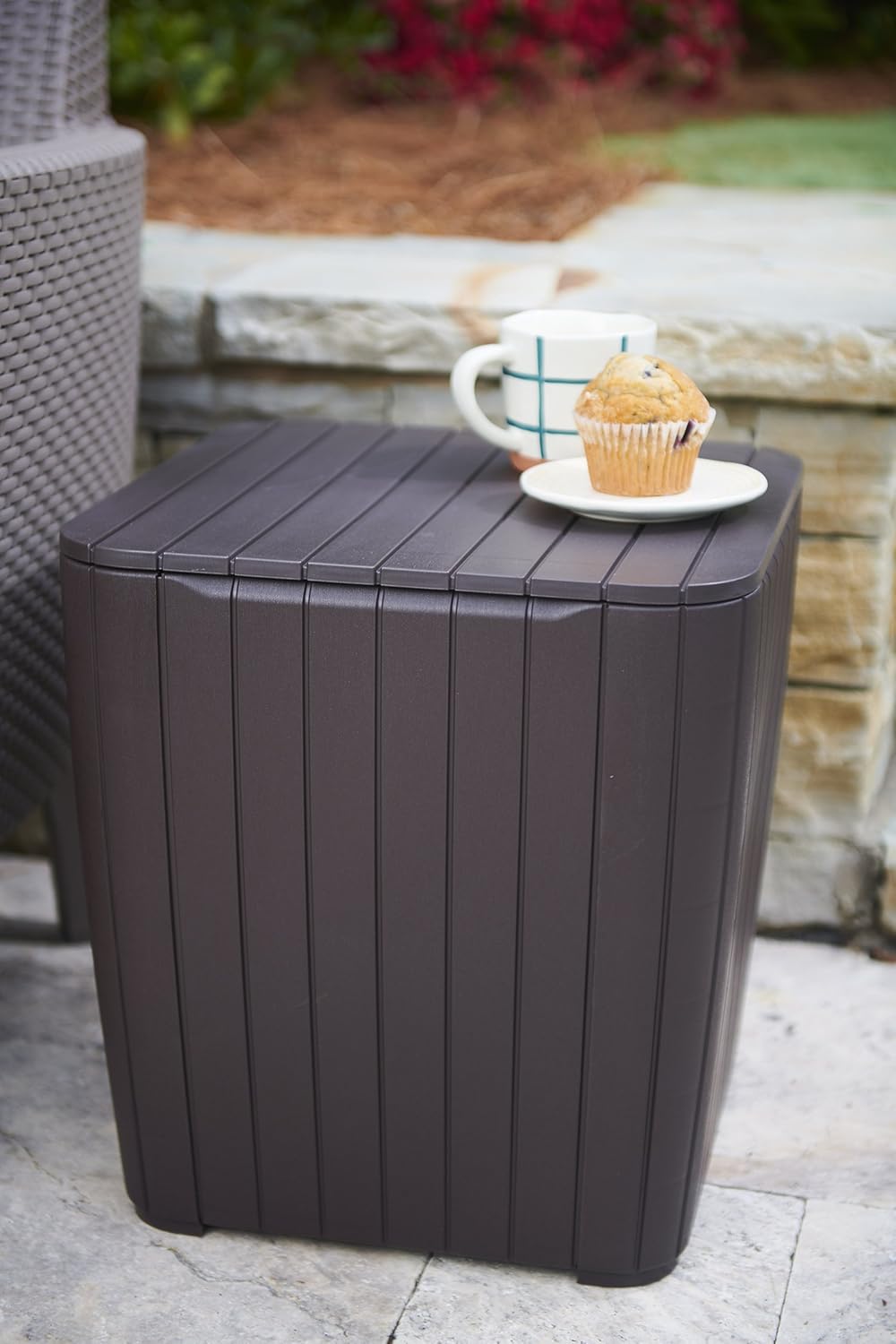 Keter Resin Luzon Outdoor Table with Extra Hidden Storage for Cushions and Patio Decor, Matte Brown : Garden & Outdoor