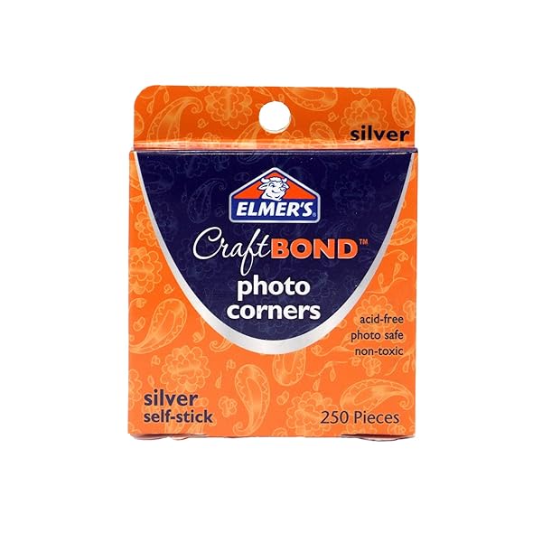 ELMER’S E4023 CRAFTBOND PHOTO CORNERS, SELF-STICK, 250 CORNERS PER PACK, SILVER
