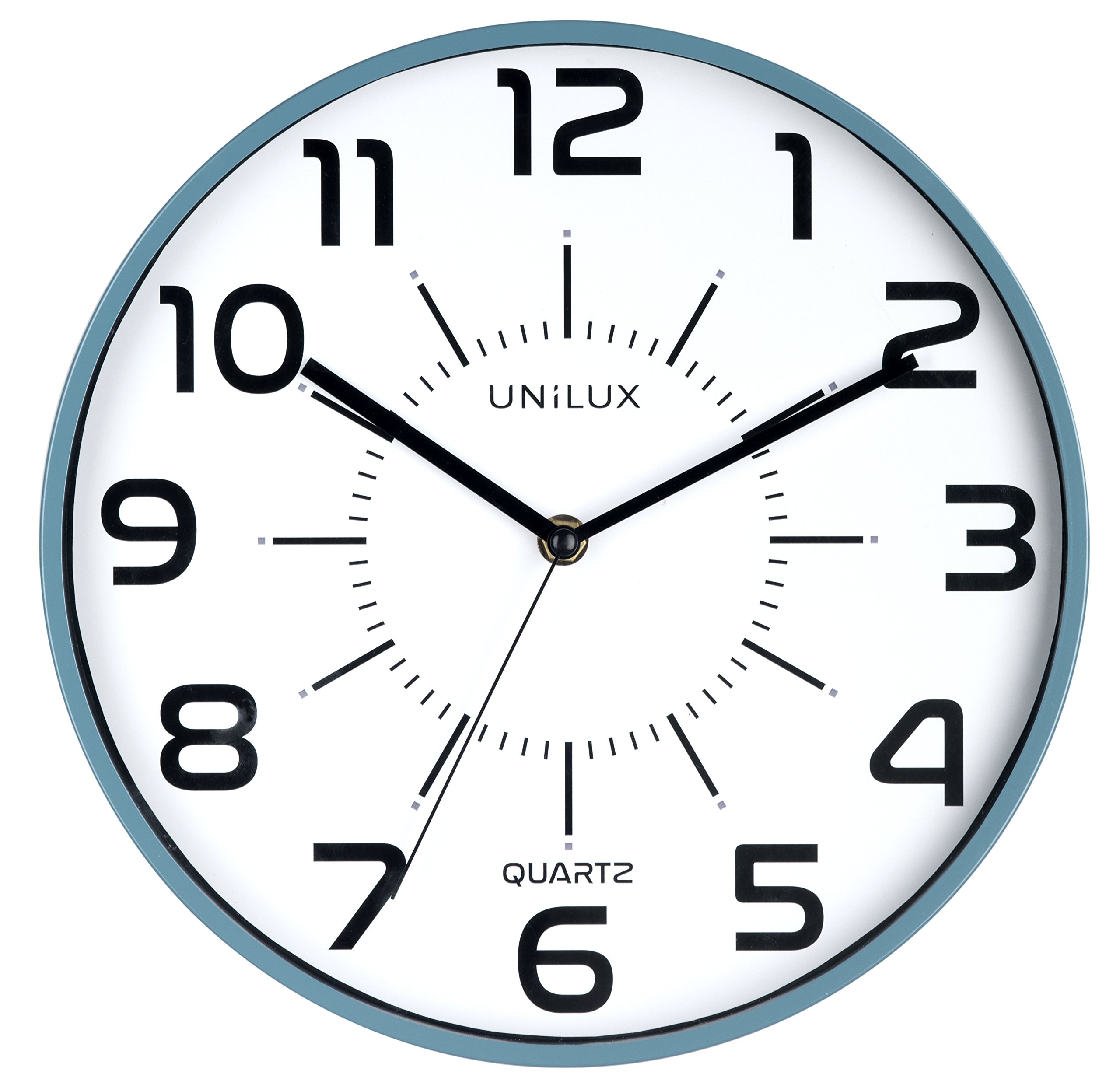 Unilux Pop Wall Clock 28.5 cm Blue Large Dial Silent No Ticking