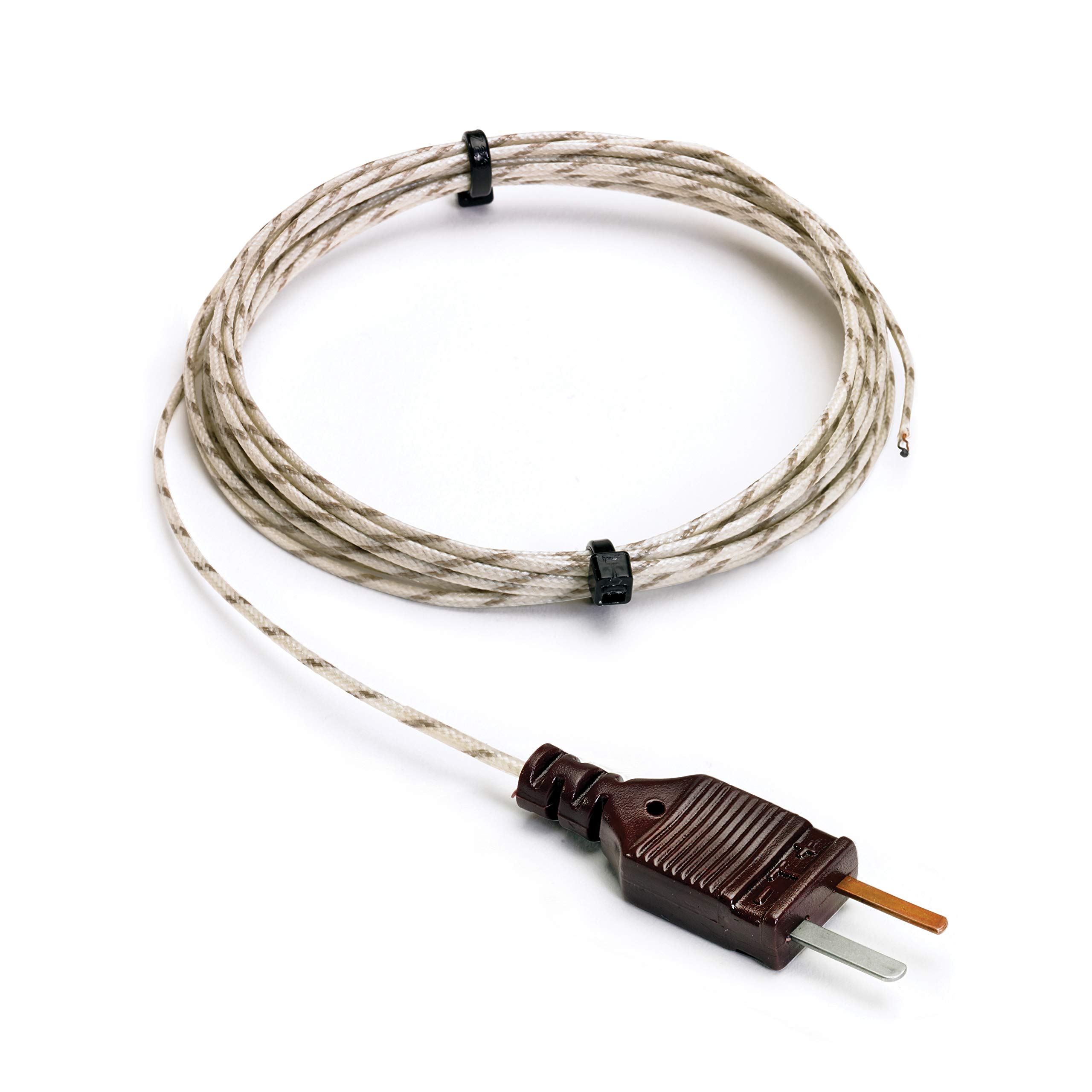 Thermocouple type T, exposed tip, fiberglass insulated, 1 m