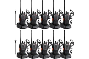 Baofeng Walkie Talkies 888S Rechargeable Long Range with Earpieces for Adults, 16 Channel Professional Radio Handheld Two Way Radios Li-ion Battery and Charger Included (10pack with 10earpiece)