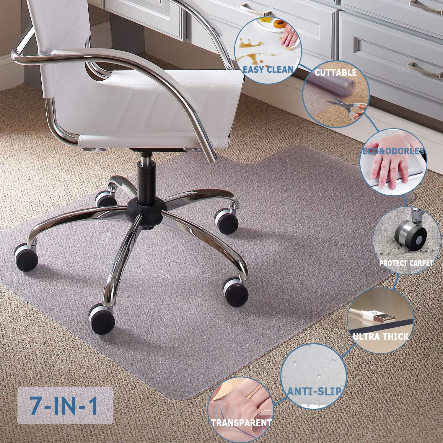 Chair Mat, Office Chair Mat for Carpets, Floor mat for Desk Chair, Transparent Mats for Chairs, Heavy Duty & Easy Glide, Multi-Purpose Protector Chair Carpet for Home(36 x 48'' Lipped) : Office Products