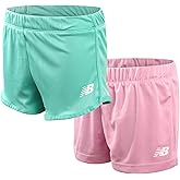 New Balance Girls Athletic Shorts - 2 Pack Active Performance Mesh Dolphin Running Shorts for Outdoor Activities