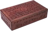 Ajuny Wooden Jewellery Box 8 x 5 Inch Hand Carved Floral Keepsake Gift Box view 7
