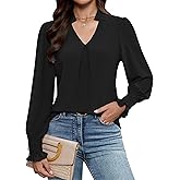 Blooming Jelly Womens Business Casual Blouse Dressy Long Sleeve V Neck Tops Office Fall Fashion 2026 Chiffon Shirt