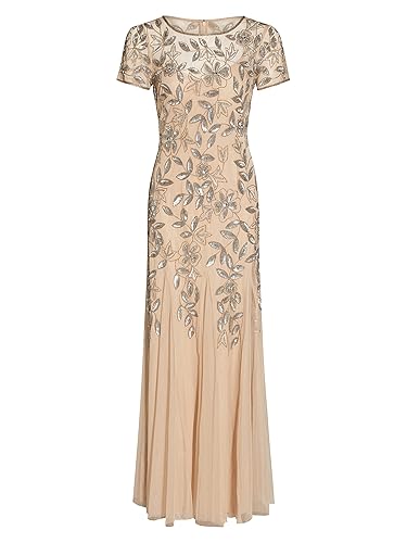 Plus Size Adrianna Papell Women's Floral Beaded Godet Gown