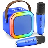 Karaoke Machine for Kids Adults, Portable Bluetooth Speaker with 2 Wireless Karaoke Microphones Player, 2026 TOP Birthday for Girls Boys 3,4,5,6,7,8+Year Old Toddler Toys Valentine Gifts(Deepblue)
