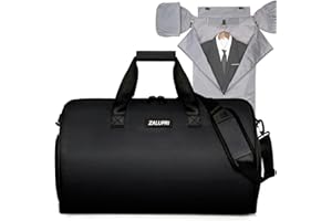 Convertible Garment Duffel Bag with Shoe Compartment,ZALUPRI Carry on Garment Bag for Men Women 2 in 1 Hanging Suitcase Suit Weekend Travel Bag, Black