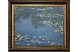 DAJONART Vintage Gold Framed Water Lilies Wall Art, Floral Landscape Oil Painting Canvas Wall Decor, Antique Christmas Gift, 8"x10"