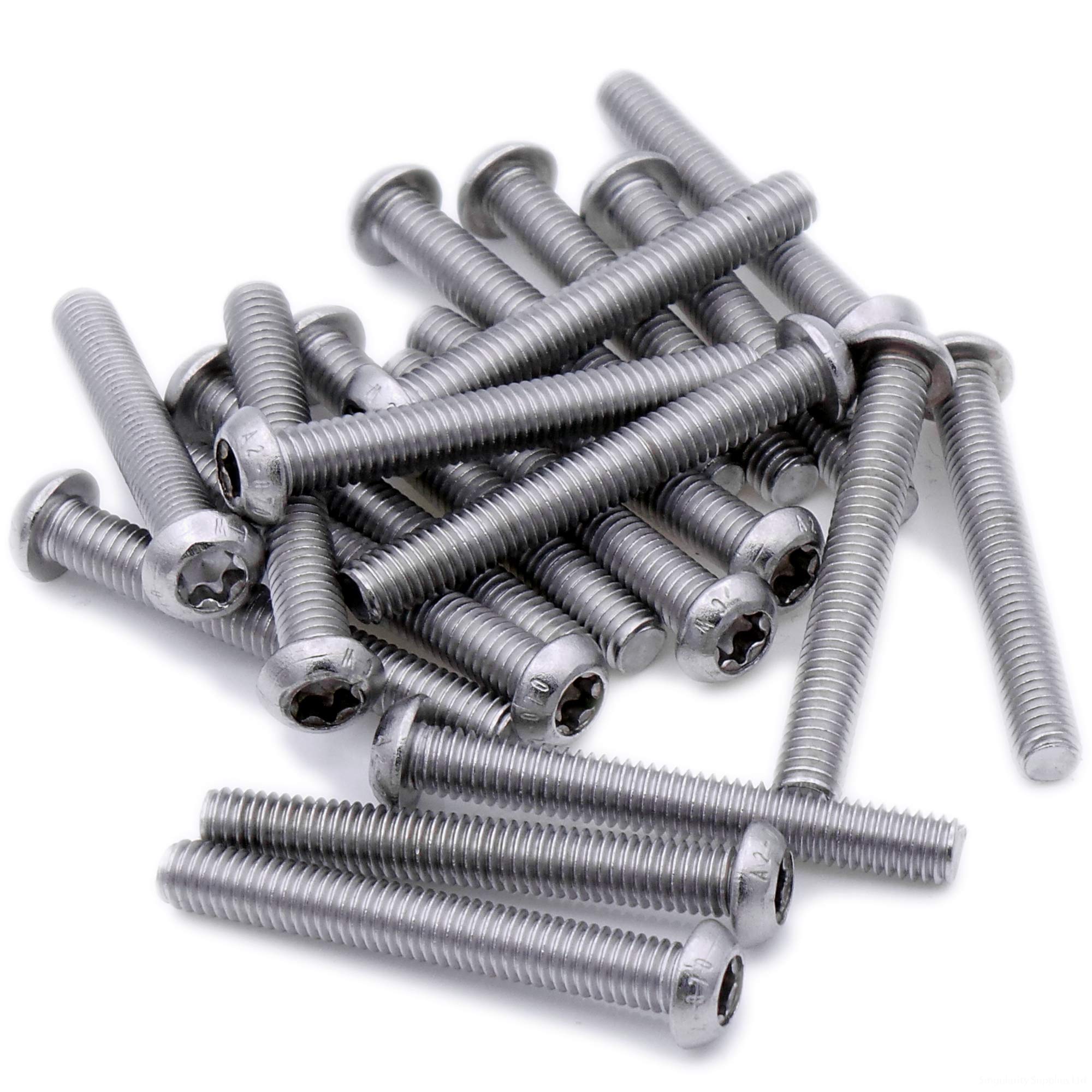 M5 (5mm x 5mm) TX Socket Button Machine Screw (Bolt) - Stainless Steel (A2) (Pack of 20)