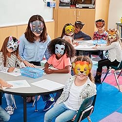 Blulu 32 Pcs Safari Animal Masks for Kids Jungle