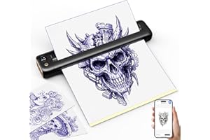 Rongta Tattoo Stencil Printer, Wireless Tattoo Machine, Tattoo Supplies for Perfessional and Beginners, Bluetooth/USB Connectivity, 5pcs Free Stencil Paper Included, Black