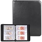 Currency Album with 180 Pockets - WITHYU Expandable 3-Ring Binder Currency Organizer with Clear Non-PVC Sleeves for Banknotes, Bills, Tickets, and Collectibles (Black)