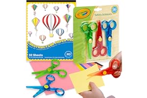 THE MEGA DEALS Kids Scissors 3 pk, Toddler Safety Scissors Blunt Tip, Training Scissor for Kids Right & Left-Handed Learn to Cut with Construction Paper – Scissor Skills Activity for Toddlers 2-4 Years Gift Bundle