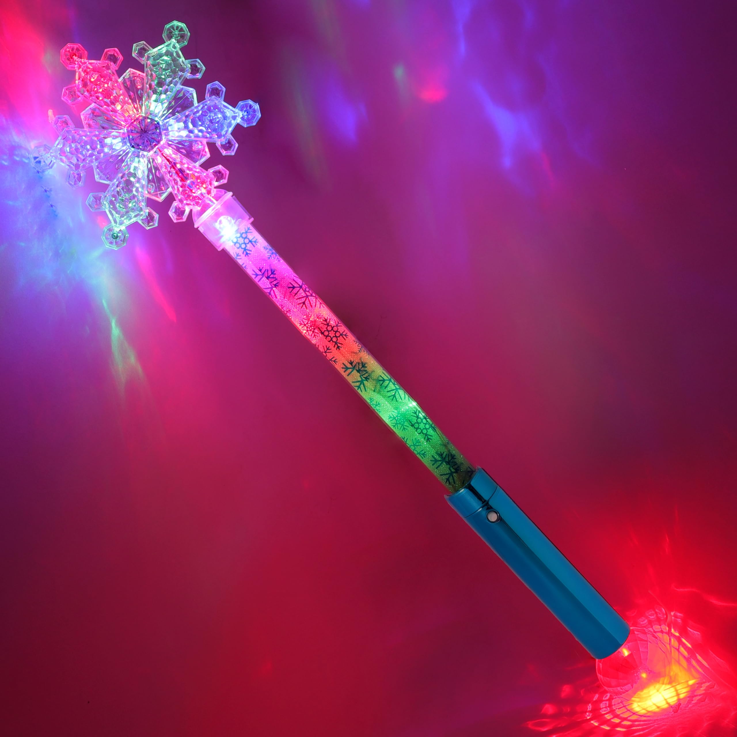 Toyland® 55cm (22") Multicoloured Light Up Snowflake Wand - 6 Light Up Functions Included - Christmas Party Accessories