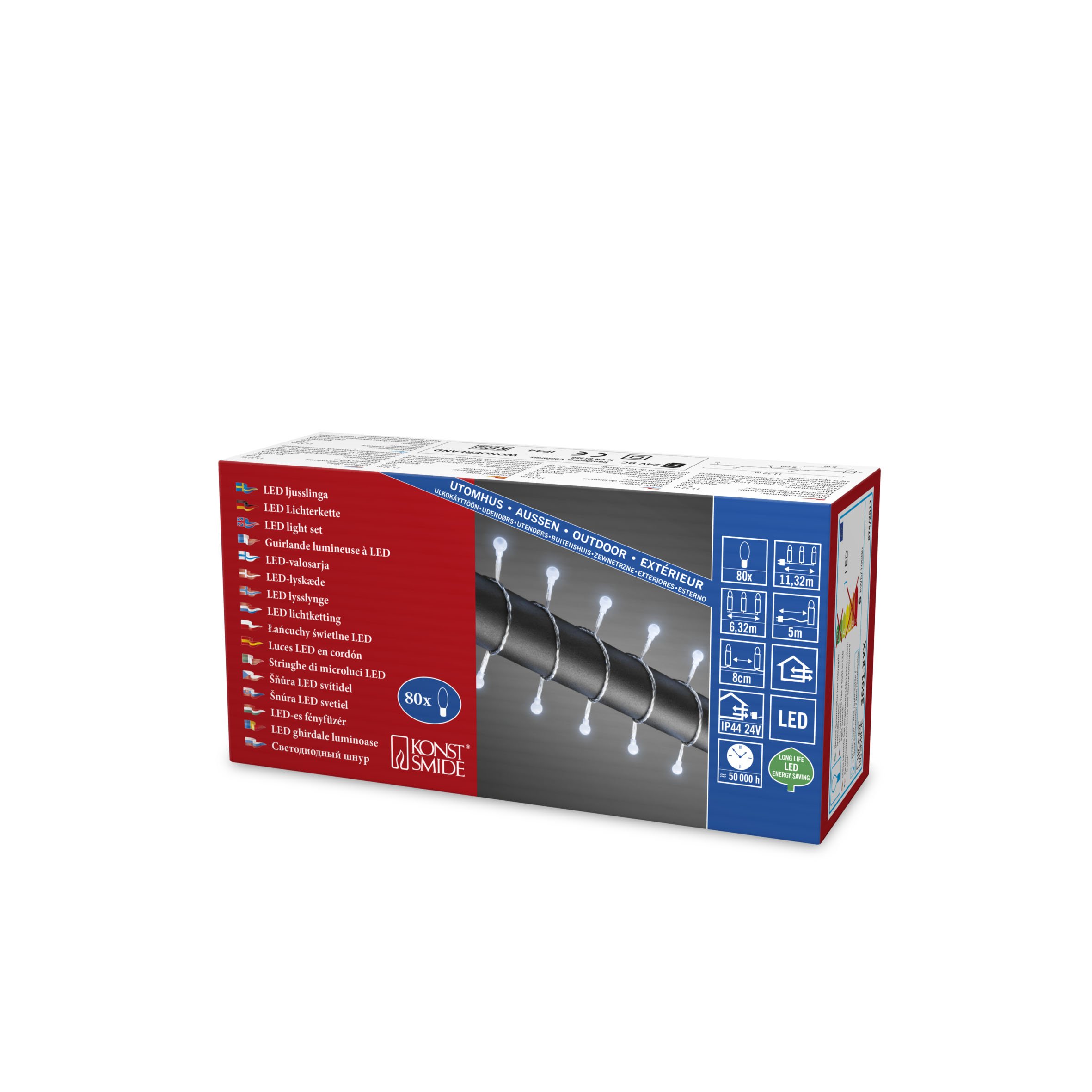 Konstsmide LED Berry Christmas Lights / Outdoor or Indoor (IP44) Fairy Lights / 80 Ice White Diodes / Transparent Cable String Lights