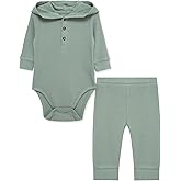 Little Me Simply Essential Solids Gender Neutral Bodysuit and Coordinating Pant Set, 3 Months to 12 Months