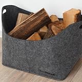 DuneDesign Felt Firewood Basket 40x25x30cm Grey 15KG Shopping Tote Bag view 8