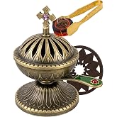 Catholic Incense Burner with Handle - Church Censer with Ash Catcher | Metal Construction with Tongs, Stand, Bakhoor & Resin Frankincense Use for Home Altar & Church Ritual, Charcoal Compatible,