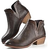 SDONY Women's Ankle Boots Low Heels Chunky Fashion Zipper Dressy Booties for Women