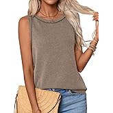 HOTGIFT Women's Tank Tops Crew Neck Sleeveless Shirt Ribbed Knit Casual Summer Tunics