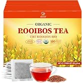 Soeos Organic Rooibos Tea, 100 Count (Pack of 1), Naturally Sweet Herbal Tea, Caffeine Free, USDA Organic, Red Rooibos Tea Bags, Farmed in South Africa 9oz (250g)