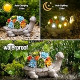 Goodeco Solar Turtle Garden Statue with LED Lights & Faux Succulents view 5