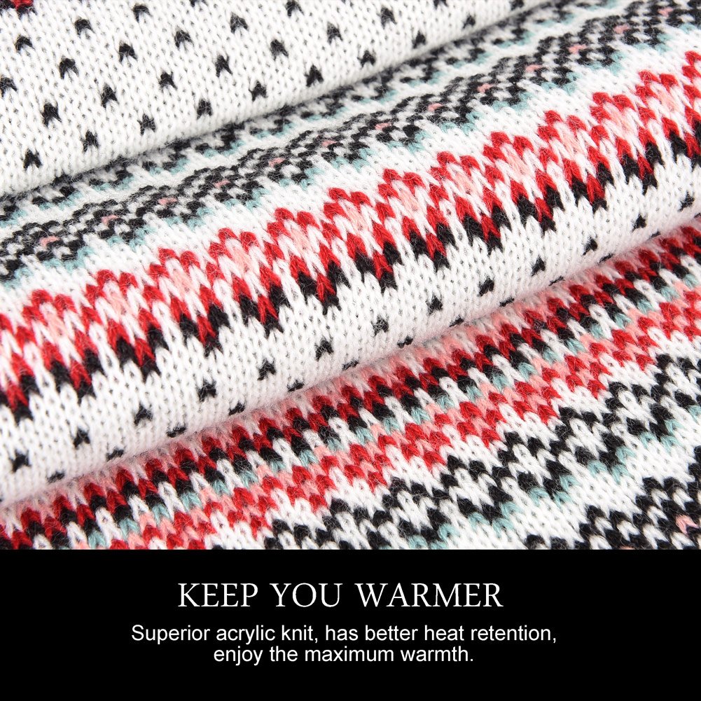 Vbiger Wintermütze klassische Beanie Mütze Damen Mütze und Schal Warm Strickmütze und Strickschal 2 PCS, Weiß+, Einheitsgröße