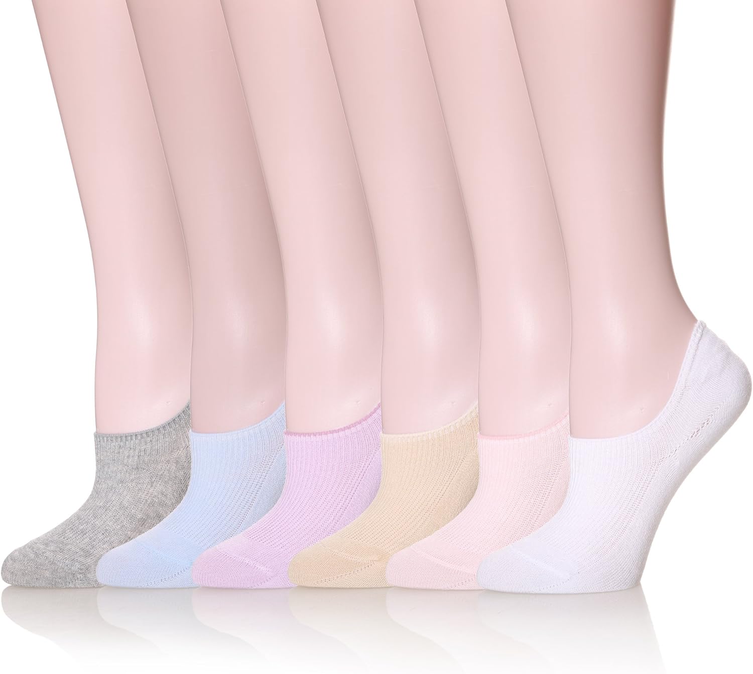 YEBING Women 6 Pairs Low Cut No Show AntiSlip Casual Socks Athletic