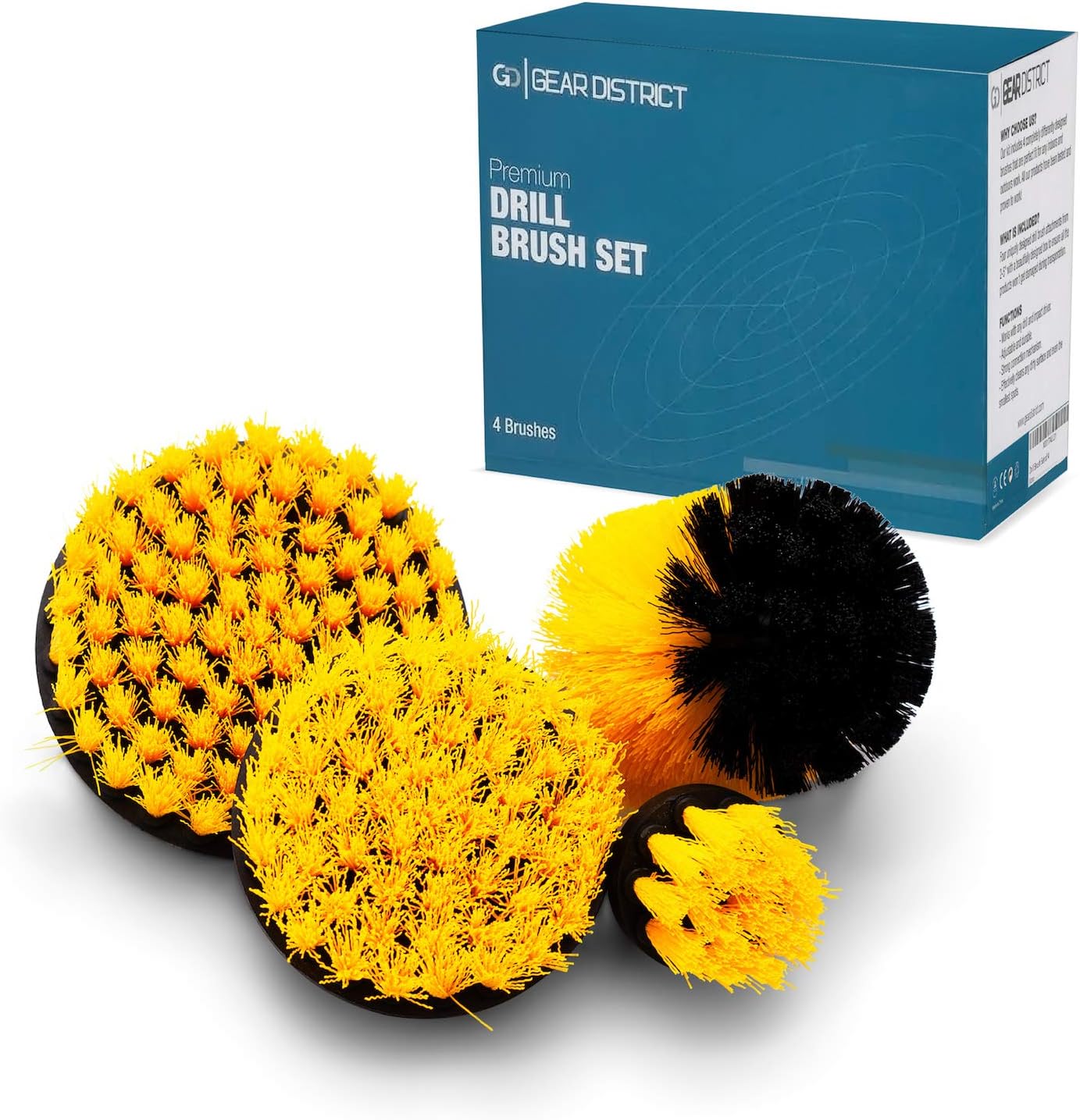 Rotary Cleaning Drill Brush Set for Upholstery Furniture Bathroom or Car Scrubbing and Scouring - Ceramic Concrete Marble Floor Gutter Spin Cleaner