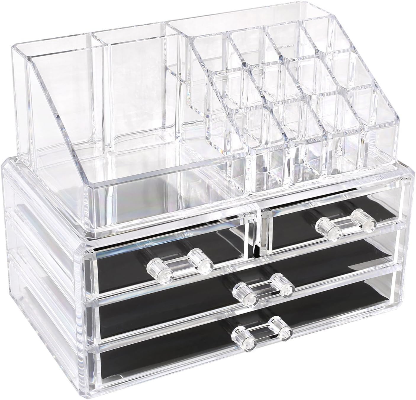 Homfa Acrylic Clear Cosmetic Makeup Organiser 4 Drawers Holder