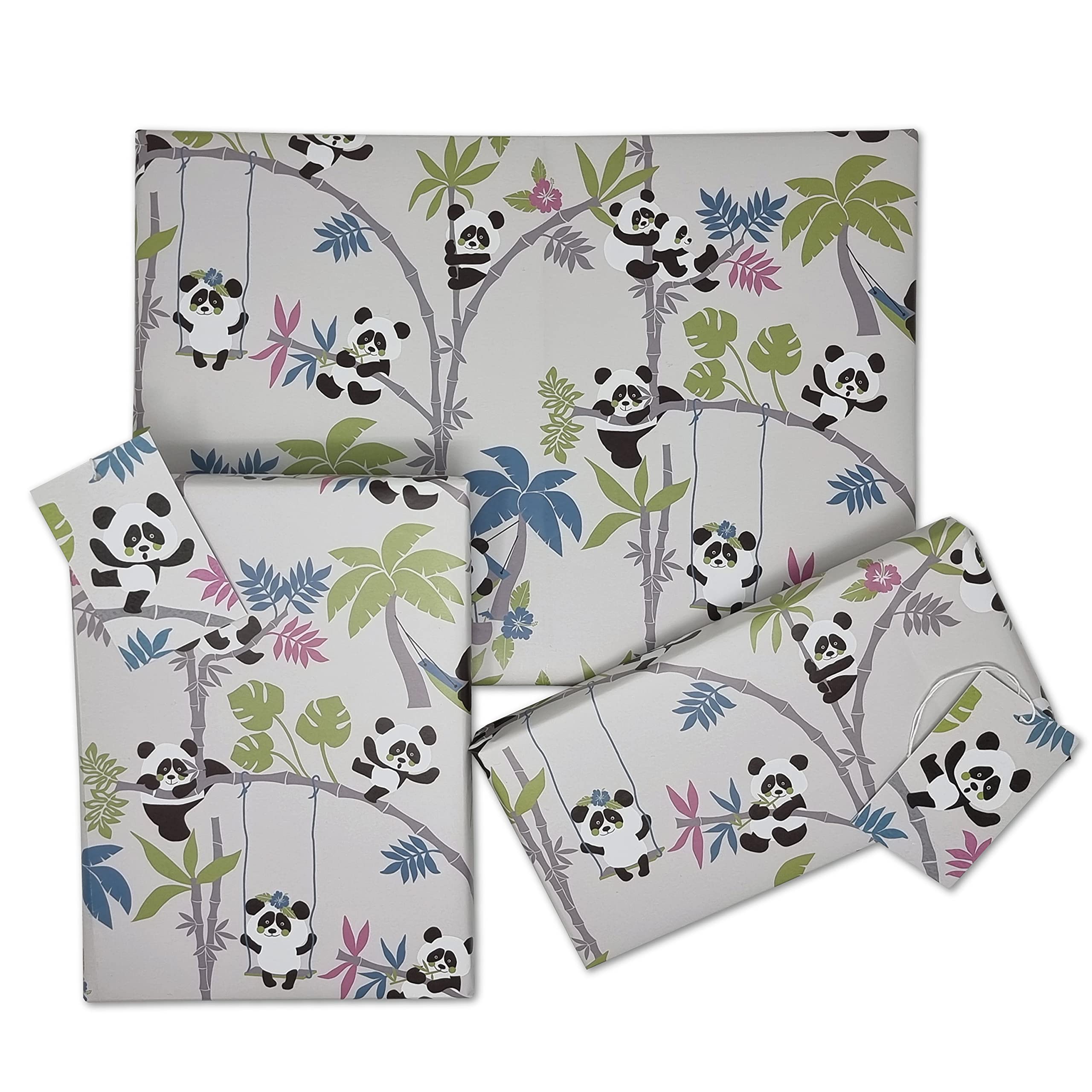 PANDA GIFT WRAPPING PAPER – 2 Large Sheets – 2 Gift Tags | Premium | Luxury | Perfect for Birthday Gift Wrap | Panda Inspired | Panda Gift | Crafting | Scrapbooking | By Printykins