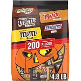 M&amp;M'S, SNICKERS, TWIX &amp; MILKY WAY Milk Chocolate Halloween Candy Variety Pack, 200 Ct Bulk Assorted Chocolate Candy Variety Pack