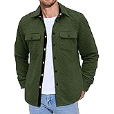 COOFANDY Men's Casual Shirt Jacket Lightweight Shacket Jacket Quilted Button Down Jackets