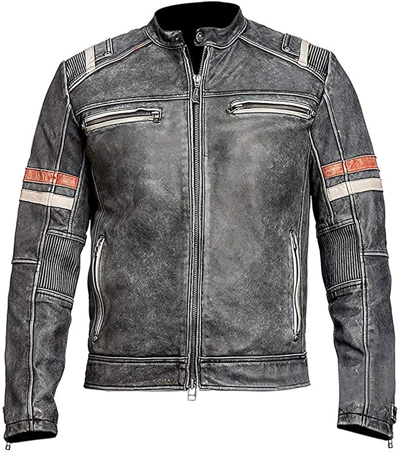 Buy Cafe Racer Jacket Vintage Motorcycle Retro Moto Distressed Leather